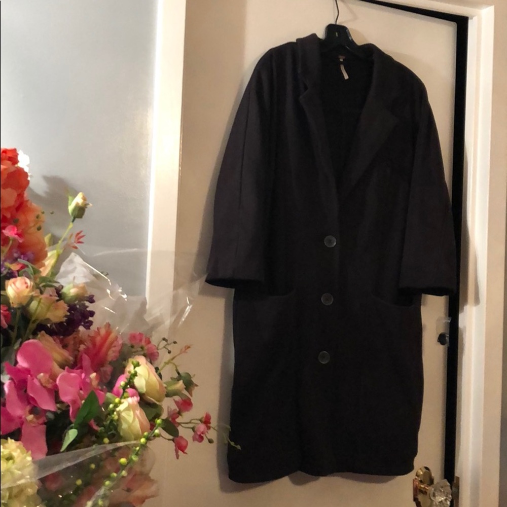 Free People Slouchy Sweater Jacket Navy in Large